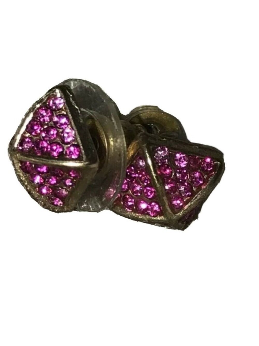 All the Rage Earrings Studs Pink Rhinestone Pave Gold Pyramid New No Tag - Picture 2 of 7